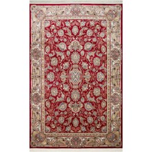 Eko Halı Isfahan Isf 01 Red Klasik Desenli Yumuşak Dokulu Yüksek Kalite 150 Tarak Sık Dokuma Ipek Halı