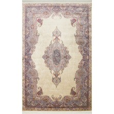 Eko Halı Isfahan Isf 02 Cream Klasik Desenli Yumuşak Dokulu Yüksek Kalite 150 Tarak Sık Dokuma Ipek Halı