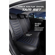 Fresh Start Audi A3 Serisi Uyumlu Lüx Deri Oto Koltuk Kılıfı Ön Arka Takım Sport Series Siyah Mavi