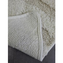 Teksev Yaprak Krem Doğal Pamuklu Banyo Paspası 100X100 cm Tek Parça Tufting Dokuma Paspas
