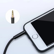 Soillium 3.5mm Jack Girişli Cep Telefonu Uyumlu Siyah Aux Kablo Teyp Müzik Ses Aktarım Kablosu