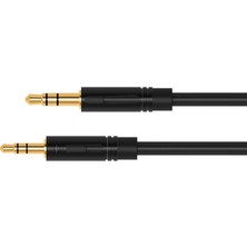 Soillium 3.5mm Jack Girişli Cep Telefonu Uyumlu Siyah Aux Kablo Teyp Müzik Ses Aktarım Kablosu