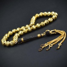 Tesbih Sepetim Altın Kaplamalı Desenli 925 Ayar Gümüş Tesbih