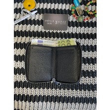 SANAT LEATHER SL-696 Siyah   Deri Küçük Boy Fermuarlı Özel Cüzdan Sanat Leather