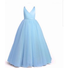 Kids Life Çocukların Dünyası Kız Çocuk Bebe Mavisi Düğün Doğum Günü Parti Gelinlik Mezuniyet Elbise