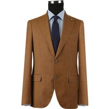 Jakamen Taba Slim Fit Sivri Yaka Erkek Ceket