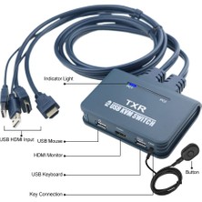 Alfais 4732 HDMI Kvm Switch 2 Port USB 2 Pc Tek Kasa Klavye Mouse Kontrol Çoklayıcı