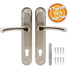 Badem10 Kumrucan Nikel Saten Yale Kapı Kolu Sağa Sola Uygun Ön Arka (1 Takım)