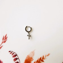 Heppii Gümüş Haç Piercing  Tragus Helix Kıkırdak Zirkon Cross Piercing