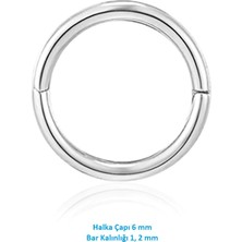 Heppii 6 mm Silver Cerrahi Çelik Düz Halka Tragus Piercing Helix Kıkırdak Rook Daith