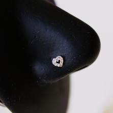 Heppii 925 Ayar Gümüş Taşlı  Kalp Model Hızma Burun Piercing