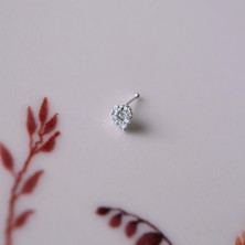 Heppii 925 Ayar Gümüş Taşlı  Kalp Model Hızma Burun Piercing