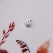 Heppii 925 Ayar Gümüş Taşlı  Kalp Model Hızma Burun Piercing