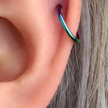 Heppii 10 mm Hologram Cerrahi Çelik Düz Halka Helix Piercing Lob Kıkırdak Rook Daith Conch