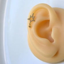 Heppii Cerrahi Çelik Yıldız Helix Piercing Kıkırdak Gold Renk
