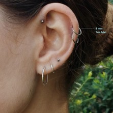 Heppii 8 mm Silver Cerrahi Çelik Düz Halka Tragus Piercing Helix Kıkırdak Rook Daith