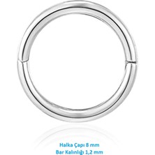 Heppii 8 mm Silver Cerrahi Çelik Düz Halka Tragus Piercing Helix Kıkırdak Rook Daith