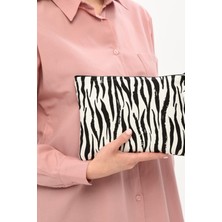 Çınar Bez Çanta - Zebra Desen Clutch Çanta