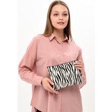 Çınar Bez Çanta - Zebra Desen Clutch Çanta