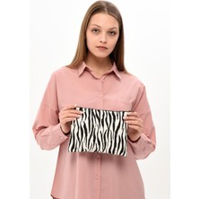 Çınar Bez Çanta - Zebra Desen Clutch Çanta