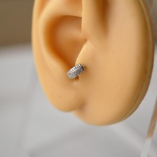 Heppii Gümüş Renkli Taşlı Bombeli Halka Tragus Piercing Helix