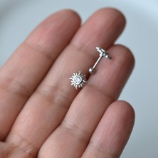 Heppii Güneş Model Helix Piercing Kıkırdak Cerrahi Çelik Gümüş Renk