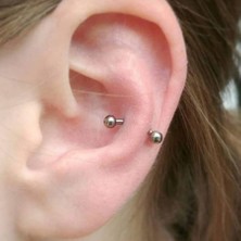 Heppii 8 mm Cerrahi Çelik Gümüş Renkli Iki Ucu Top Piercing Tragus Helix Conch Lob Daith