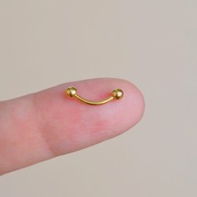 Heppii Cerrahi Çelik 8 mm Iki Ucu Toplu Minimal Göbek Piercingi Gold Renkli