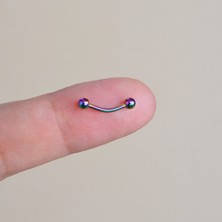 Heppii Cerrahi Çelik 8 mm Iki Ucu Toplu Minimal Göbek Piercingi Hologram Renkli