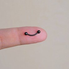 Heppii Cerrahi Çelik 8 mm Iki Ucu Toplu Minimal Göbek Piercingi Siyah Renkli