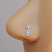 Heppii 925 Ayar Gümüş Çiçek Sallantılı Burun Hızma Piercing