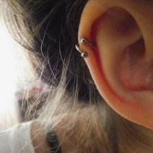 Heppii Silver Renk Cerrahi Çelik Spiral Piercing Kulak Dudak Burun Kaş Kıvrımlı Piercing