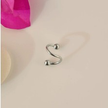 Heppii Silver Renk Cerrahi Çelik Spiral Piercing Kulak Dudak Burun Kaş Kıvrımlı Piercing