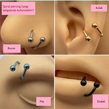 Heppii Silver Renk Cerrahi Çelik Spiral Piercing Kulak Dudak Burun Kaş Kıvrımlı Piercing