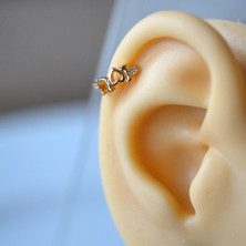 Heppii I Love U Yazılı  Halka Helix Piercing Kıkırdak Küpesi Love Küpe