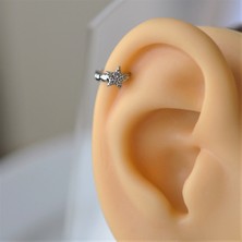 Heppii Gümüş Renk Cerrahi Çelik Yıldız Modelli Halka Tragus Piercing Helix Lob Kıkırdak