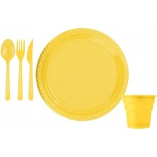 Sarı Plastik Sofra Seti 25 Kişilik