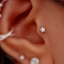Heppii Cerrahi Çelik Yıldız Taşlı Piercing Tragus Helix Kıkırdak Conch 8 mm Gold Renk