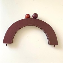 Yumakça Çanta Bursu Ahşap Oval Boncuklu Yanik Kahve 20 cm