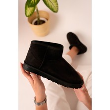 Mcdark Kadın Mini Süet Yarım Bot Içi Tüylü Düz Taban Kadın Ayakkabı