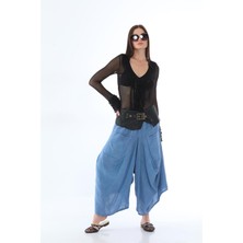 Bohem Stil İtalyan Cepli Keten Şalvar Pantolon (36-48 Beden Arası)