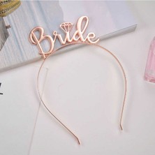 Parti Furyası Bride Yazılı Metal Taç Rose Gold +Bekarlığa Veda Partisi Konsepti Metal Taç
