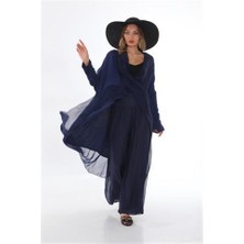 Bohem Stil Italyan Ipek Detaylı Oversize Kap BluzWes Pantolon Takım
