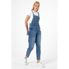Kadın Dora Dirty Med Blue Mom Jean Salopet Tulum