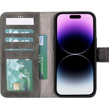 Lemonfoni Hakiki Deri Iphone 15 Modelleri Için Kablosuz Şarj Uyumlu Cüzdanlı Telefon Kılıfı