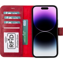 Lemonfoni Hakiki Deri Iphone 15 Modelleri Için Kablosuz Şarj Uyumlu Cüzdanlı Telefon Kılıfı