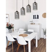 Etsylight Dora Black Sıralı Lüx 4 Salon Avize, Yemek Odası Avize