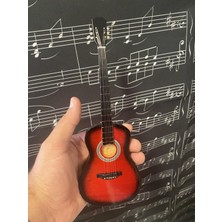 Herşey Nota Minyatür Gitar Klasik Gitar Kırmızı Hediyelik Biblo 25 cm