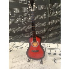 Herşey Nota Minyatür Gitar Klasik Gitar Kırmızı Hediyelik Biblo 25 cm