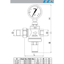 Eca 3/4 Manometreli Rakorsuz Basınç Düşürücü 602111010